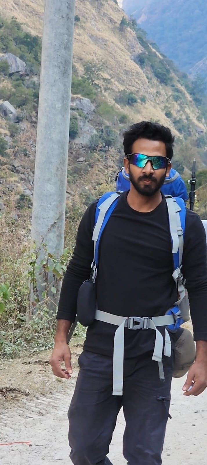 Beck Hussian, senior trekking guide, on the trail in the Nepal Himalaya