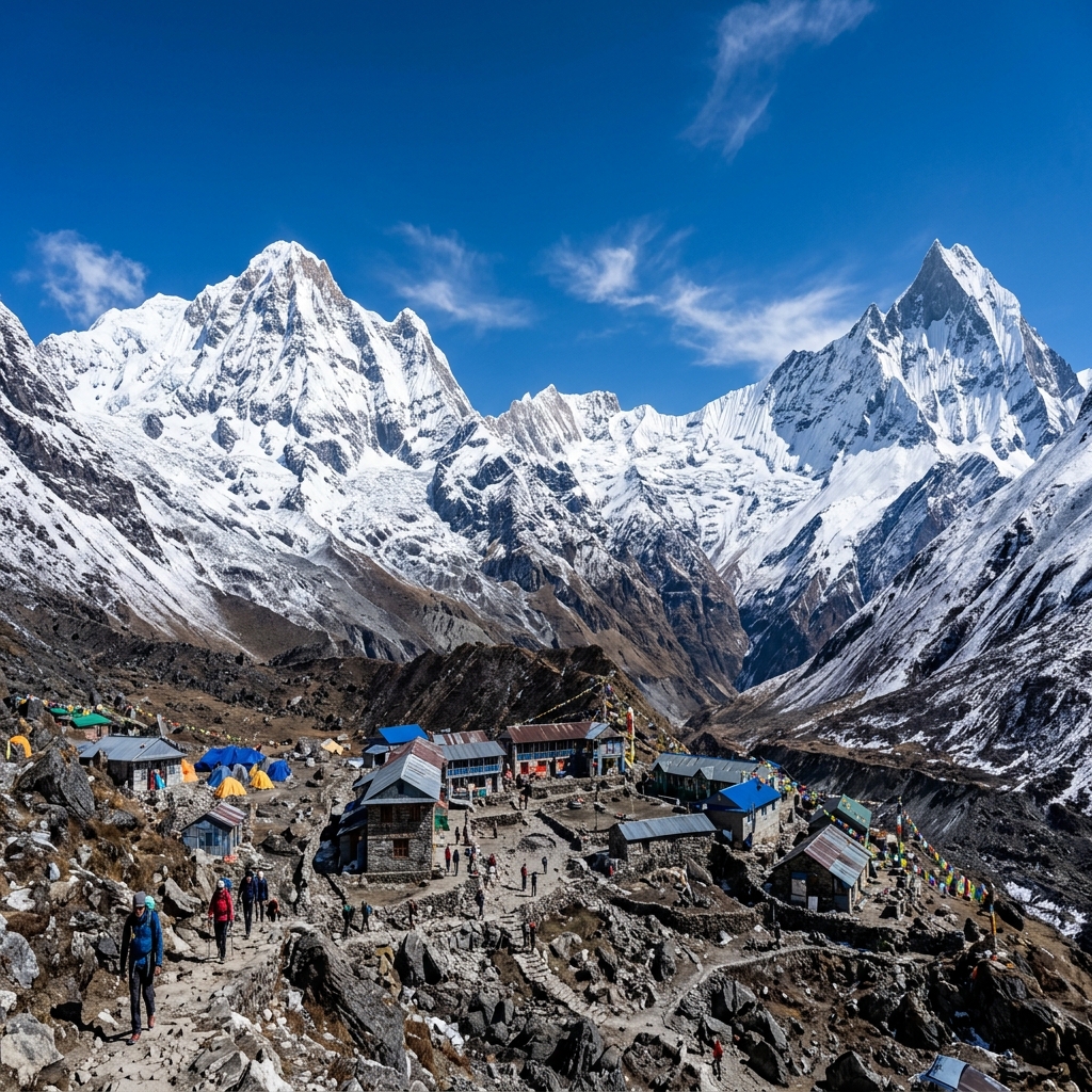 Scenic view of Annapurna Base Camp