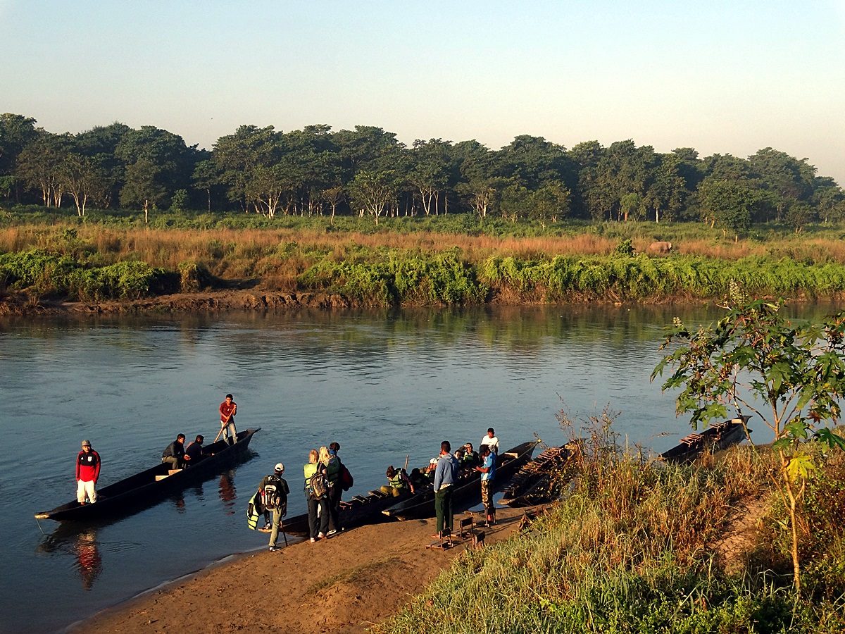 Traditional dugout canoe ride on the Rapti River